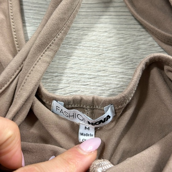 Fashion Nova Chasing Desire Ruched Midi Dress - Taupe - Picture 8 of 12